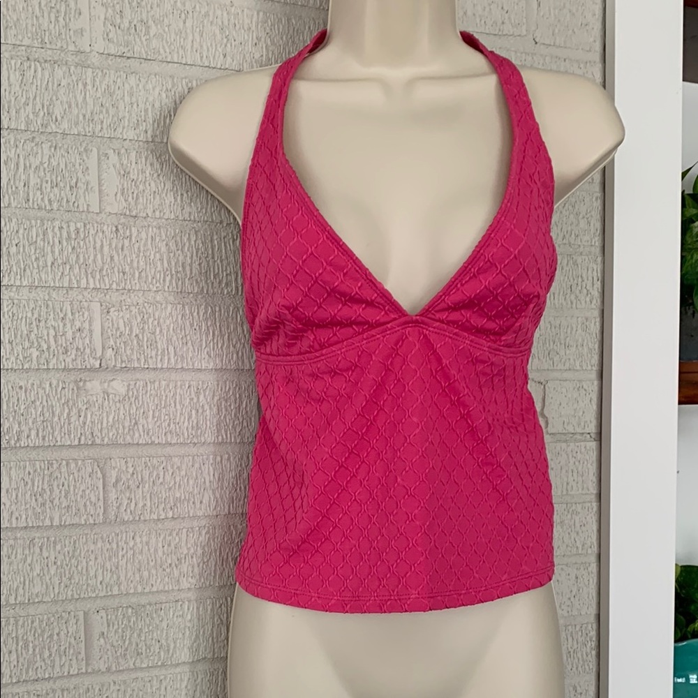 Sessa Women's Sz 16 Hot Pink Tankini Swim Top Triangle Bra Halter NWT